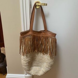 Cleobella Rafia fringe tote